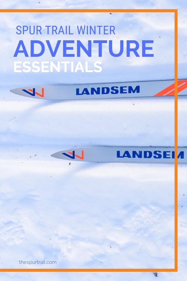 Dad's old skis in a Pinterest picture for adventure gear recommendations.