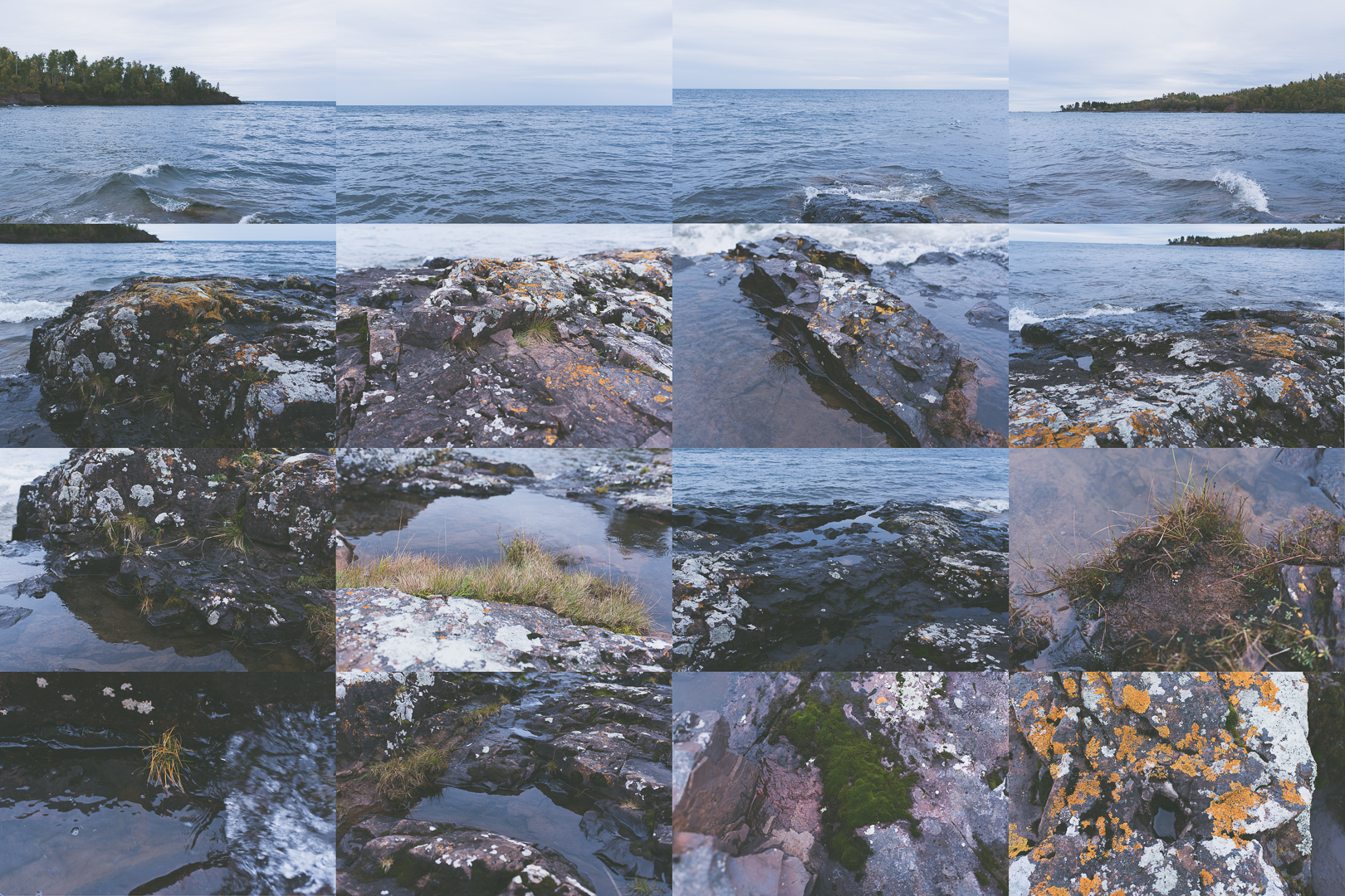 An artistic attempt of stitching images together on a dark day alongside Lake Superior's north shore in Minnesota.